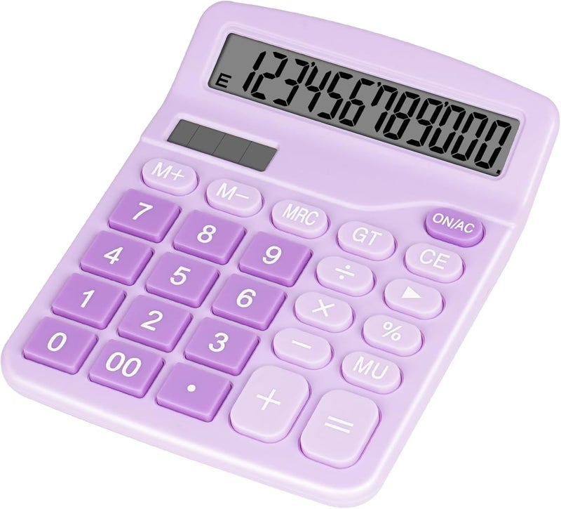 DANRONG Cute Purple Desktop Calculator with Big Buttons, Dual Power Source, Solar and Battery, Large Display Screen - Perfect for Office, Teachers, and Students (Purple) - Image 1